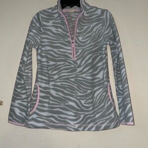 🎉4 for $15🎉Gray Zebra Print Quarter-Zip Pullover with Pink Trim